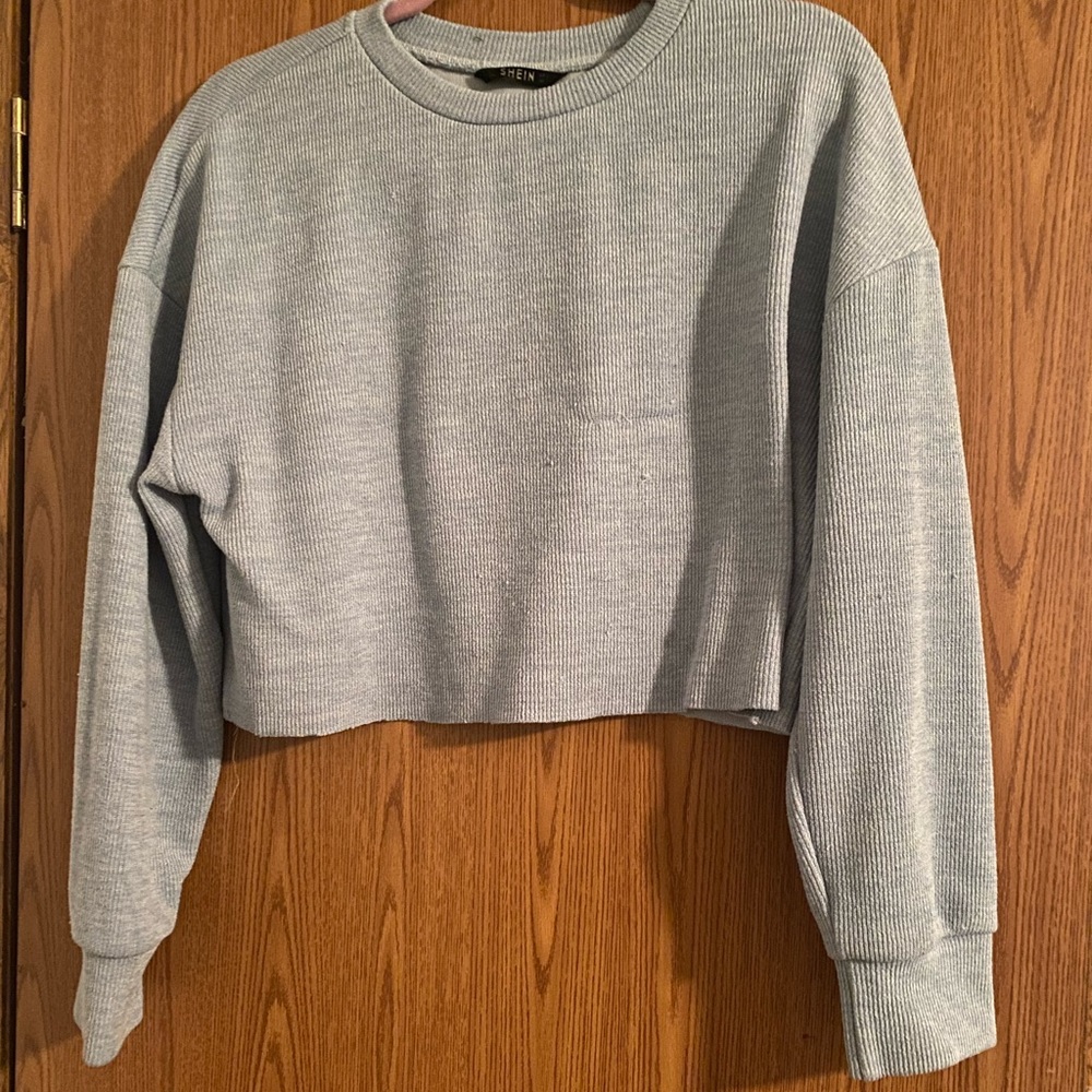 Light Blue Cropped Crew Neck